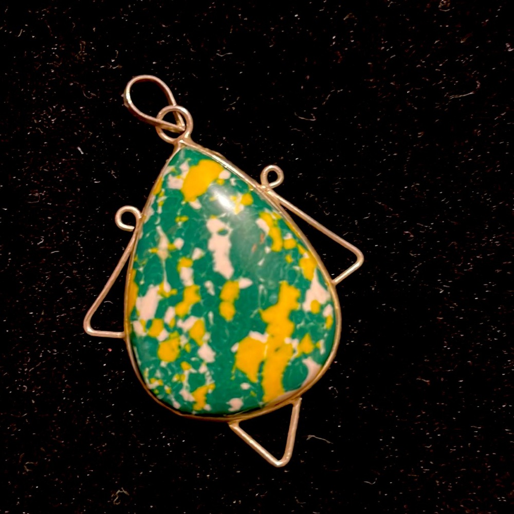 Mosaic Jasper 925 Sterling Silver Pendant 2”